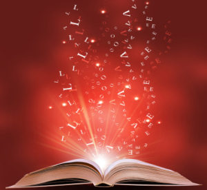 magic book on a  background with the lines and lights
