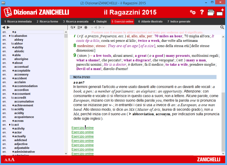 Esercizi Online | Zanichelli Dizionari Più